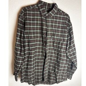 Woolrich Mens Plaid Button Down Shirt Long Sleeve Dark Loden Size L